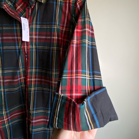 J Crew perfect fit button up 10tall NWT holiday plaid - Picture 4 of 5